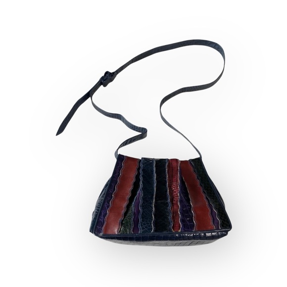 Vintage: Sharif ♕ Rainbow Snakeskin Leather Patchwork Crossbody Bag Handbag ♕ - Picture 12 of 16
